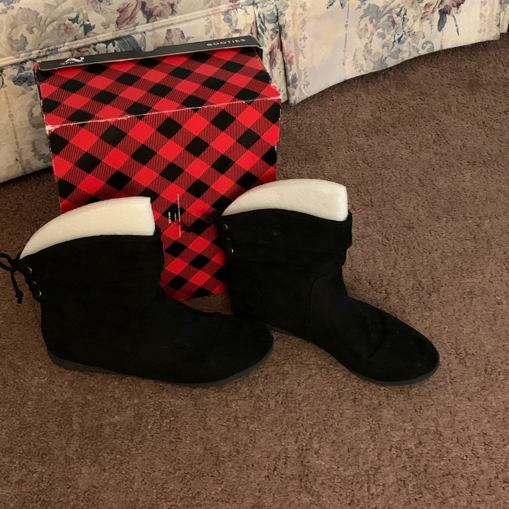 2/$18  Arizona Black Suede Booties